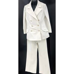 Act III Vintage White Dacron Three Piece Suit Pants Jacket Vest Combo Med/Large